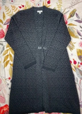 Cárdigan Largo Calvin Klein Mezcla Lana Merino Frente Abierto Talla XL Carbón Animal Foto 1 de 4