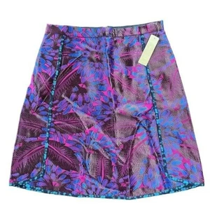 J. Crew Knee Length Sapphire & Eggplant Floral Skirt NWT Women's Size 00 Zip - Picture 1 of 12