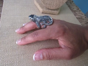 Talla: 7 Anillo Lagarto Joyado Gris Estrás Cristales Mujer Moda Joyería - Imagen 1 de 7