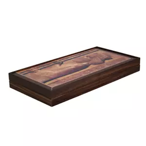 Juego de backgammon de madera de diseño antiguo de 20 pulgadas - Imagen 1 de 4