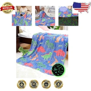 Versatile 60x80 In Glow Dinosaur Blanket - Perfect for Napping & Cozy Nights - Picture 1 of 8