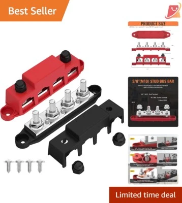 Power Distribution Block 250A Copper 12V Bus Bar with Cover for Auto Marine - Image 1 of 4