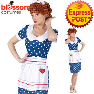 CA545 Sassy Lucy I Love Lucy 50s Housewife Womens TV Licensed Costume + Wig