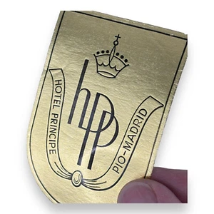 Hotel Principe Pío Madrid Estación de Tren España Lámina Dorada Etiqueta Equipaje Escaso - Imagen 1 de 3