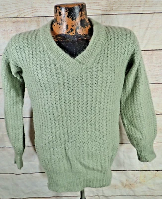 Suéter Pullover Tejido con Cable Mezcla Lana SHY De Colección Para Mujer S/M Verde Liquen Foto 1 de 4