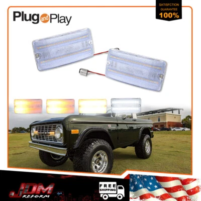 Luces de señal secuencial LED de estacionamiento con retroceso transparente para Ford Bronco 1969-1977 Foto 1 de 4