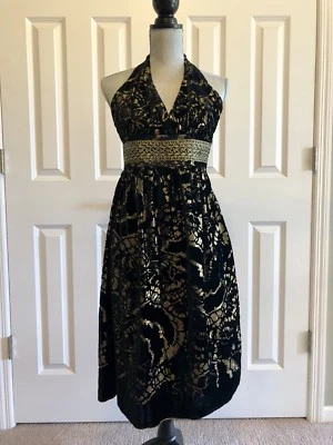 Vestido para mujer Cynthia Steffe talla 4 dorado cóctel brocado terciopelo gala crucero evento Foto 1 de 4