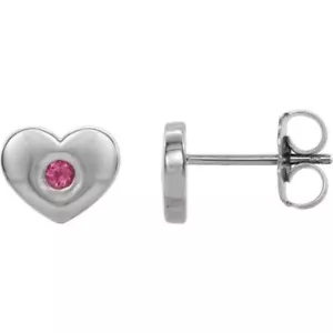 Natural Pink Tourmaline Heart Earrings In Platinum - Picture 1 of 2