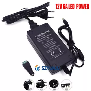 12V 6A 6 amp 72W DC POWER Supply ADAPTER Transformer LED Strip Light US/EU/UK/AU - Picture 1 of 11