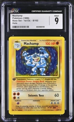 1999 Pokemon Base Set 1st Edition Machamp #8/102 Holo CGC 9 - Image 1 of 2
