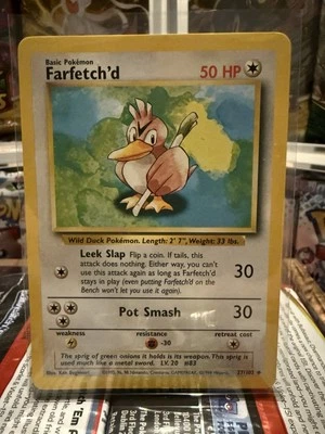 Farfetch'd - 27/102 - 1999 Uncommon Base Set Unlimited Pokemon Card NMLP Vintage - Image 1 of 2