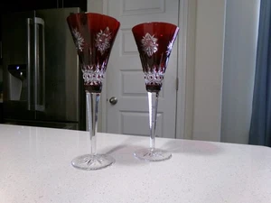 WATERFORD SNOW CRYSTALS CHAMPAGNE FLUE LOT OF 2 - Picture 1 of 3