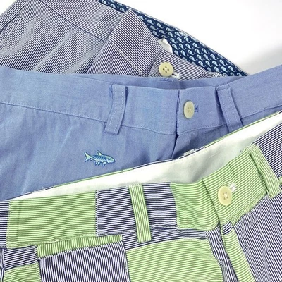 Vineyard Vines Boys Breaker Shorts Lot of 3 Sz 18 Shep & Ian Blue White Stripe + - Image 1 of 4