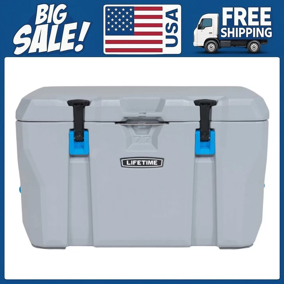 Lifetime 77 Quart High Performance Polyethylene Cooler, Light Gray (90903)