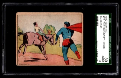 1940 SUPERMAN PHILADELPHIA GUM INC. SGC 2 GOOD CARD #21 THE RUNAWAY HORSE GRADED - Image 1 of 2