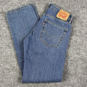 Levis 505 Jeans Mens 31x32 Blue Straight Leg Regular Fit Stretch Medium Wash - Picture 1 of 20