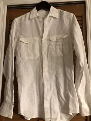 J Crew Baird McNutt 100% Irish Linen Mens Sz XS Button Up LS Shirt White - Image 1 of 4