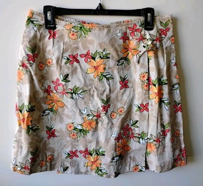 WHITE STAG Brown Multicolor Flower Women's Skort 12 - Image 1 of 4