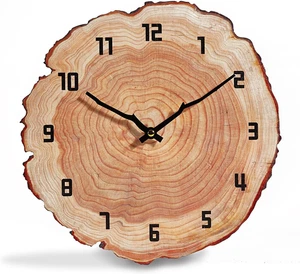 Rustic Wall Clock Silent 12 Inch Battery Operated Wooden Home Decor for Bathroom - Picture 1 of 12
