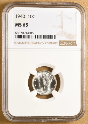 1940 P Mercury Dime NGC MS65 Cover