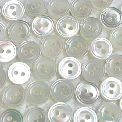 Mother of Pearl Shell Buttons 6mm 2 Hole Ring Edge Mini Doll Sewing Art Crafts - Image 1 of 4