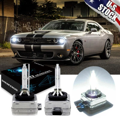 White Xenon Front HID Headlight Bulbs For Dodge Challenger 2015-17 Low High Beam - Image 1 of 4