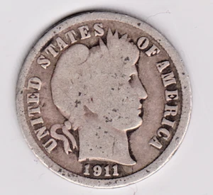 1911 Barber Dime in GOOD  condition  ~ FULL RIM ON BOTH SIDES .  stk 10-06 - Picture 1 of 5