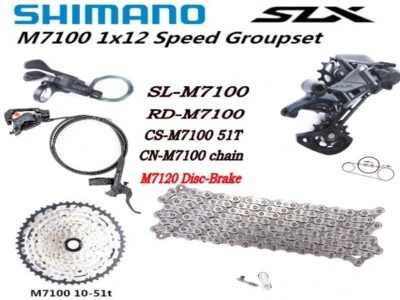 New SHIMANO SLX M7100 1x12 12-Speed MTB Groupset W/M7120 4-Pistol Brake Set 5Pcs - Image 1 of 4