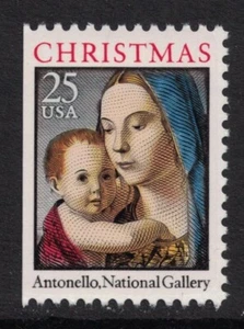 Scott 2514b- Madonna and Child, Single from Booklet- MNH 25c 1990- unused mint - Picture 1 of 1