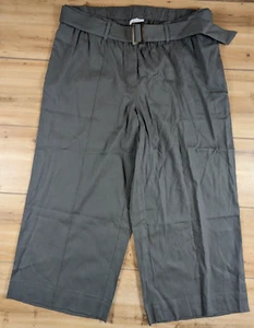 J.Jill Caraway Linen Pants Womens Size 1X Stretch Wide Leg Crop Green - Picture 1 of 11