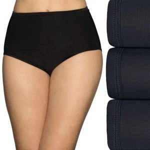 Vanity Fair Illumination Nylon Knickers Panties 3 pack- size US6/M UK 8/10 Black - Picture 1 of 6