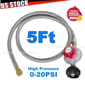 5FT High Pressure LPG Propane Gas Hose Regulator Adjustable Stainless Steel US - Picture 1 of 6