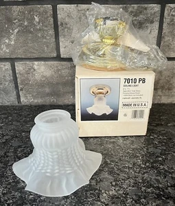 Vintage Lightcraft 7010 PB Ceiling Light Polished Brass Satin Etch Tulip Glass - Picture 1 of 4