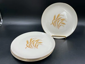 4 Vintage 9-1/4” Golden Wheat 22K Gold Luncheon Plates USA Ovenproof Excellent - Picture 1 of 6