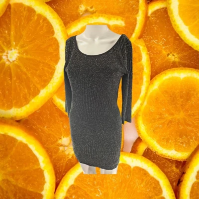 Vestido Trixxi Negro Manga 3/4 Brillo Talla S Foto 1 de 4