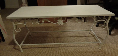 VINTAGE WROUGHT IRON COFFEE TABLE DECORATED FLORAL DESIGN THROUGHOUT Cover