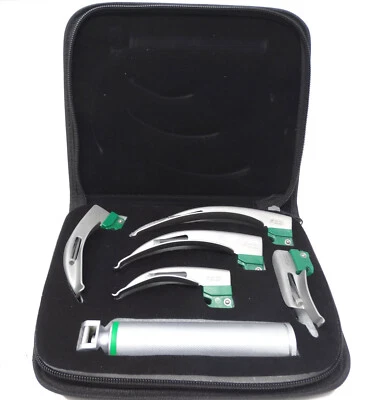 A2ZSCILAB New Fiber Optic Mac Laryngoscope Set (LED Light) White Set of 6