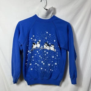 Vintage Women's Medium Long Sleeve Sweatshirt Winter Snow Birds Grandma Collared - Bild 1 von 7