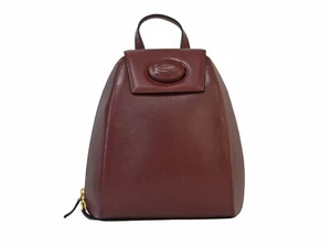 CARTIER Must De Bordeaux Burgandy Leather Backpack Bag Shoulder Bag Women's Used - Picture 1 of 12