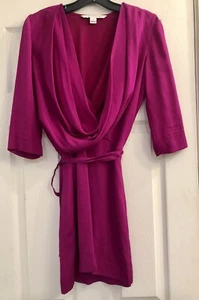 $445 Diane von Furstenberg Silk Rachel Lily Crepe Size 2 Cowl Neck 3/4 Sleeve - Picture 1 of 10