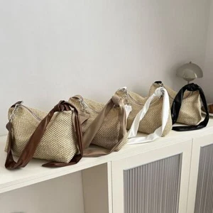 Rattan Crossbody Bag Grass Woven Handbags Fashion Totes for Women Girls - Picture 1 of 16