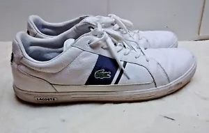 Lacoste Europa White Leather Men Low Top Fashion Sneaker Lace Up Casual Shoe 13M - Picture 1 of 6