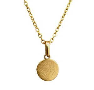 585er Gelbgold Anhänger Plättchen gebürstet mit vergoldeter Ankerkette 6947 - Bild 1 von 6