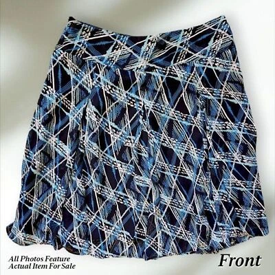 Falda APOSTROPHE para mujer 14 azul y negro de gasa totalmente forrada debajo de la rodilla midi Foto 1 de 4