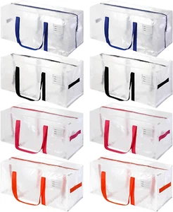 Multicolor Clear Large Moving Bags 8 Pcs Clothes Storage Bags for Moving Supplie - Picture 1 of 12