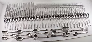 Vintage Lyon QUEEN'S FANCY Huge 89-Piece Stainless Steel Flatware Set BEAUTIFUL! - Picture 1 of 24