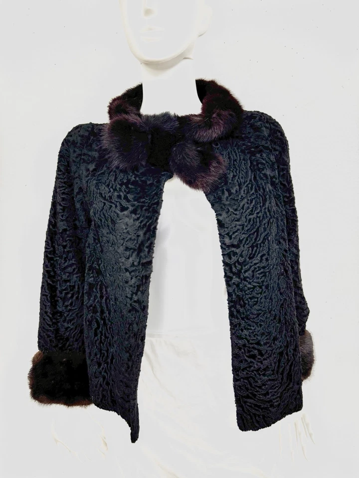 Revillon For Saks 5th Ave Natural Rusa Swakara con Chaqueta de Visón Natural Se Ajusta a S Foto 1 de 4