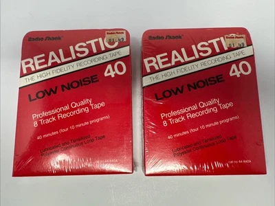 2 Radio Shack Realistic Blank 8 Track Recording Tapes Low Noise 40 Min Lot | NOS - Image 1 of 4