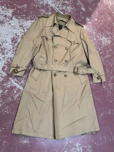 Vintage Christian Dior Monogram Lined Trench Coat 42L USA Made Rare Beige - Picture 1 of 12