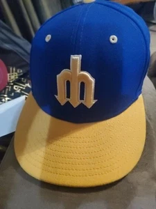 Seattle Mariners 59fifty Cooperstown Collection Fitted Hat 6 7/8 Blue W/ Yellow - Picture 1 of 10